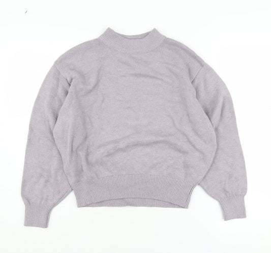 H&M Women's Purple Mock Neck Pullover Jumper XS