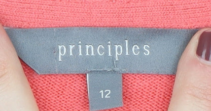 Close-up detail of Principles Women's Pink V-Neck jumper, size 12