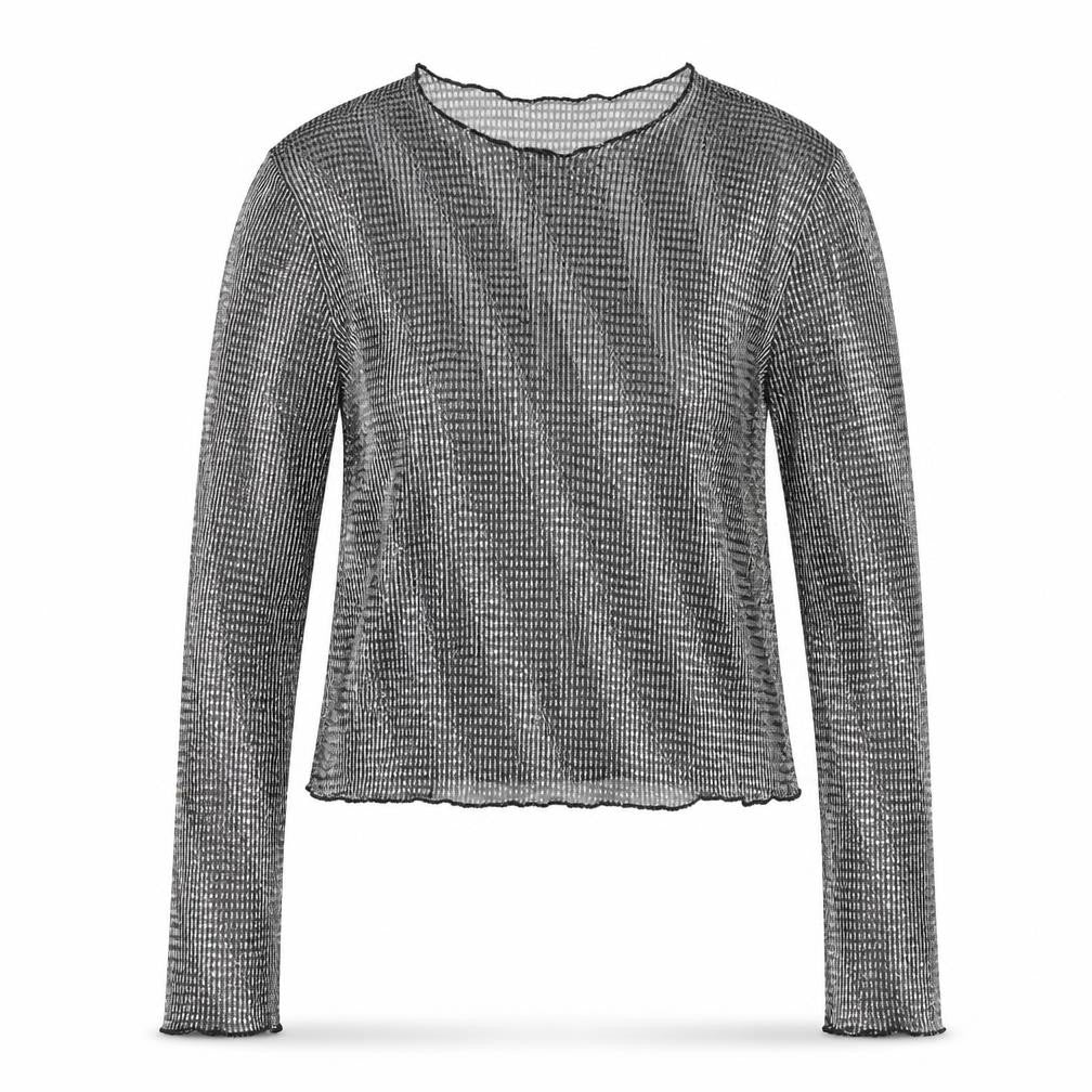 Topshop Women's 8 Black Cropped Mesh Party Blouse