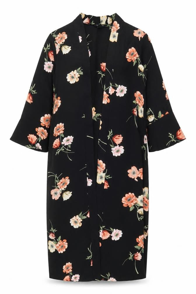 New Look Women's Black Floral Cardigan, Size 10