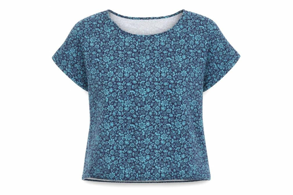 Julipa Women’s Blue Floral Basic T-Shirt, Size 15