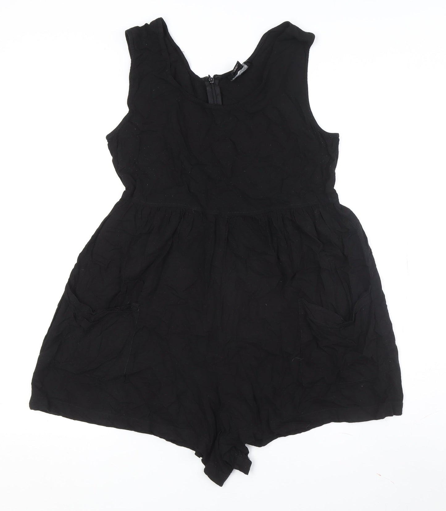 Angie Women's Black Playsuit Sleeveless Round Neck Size S