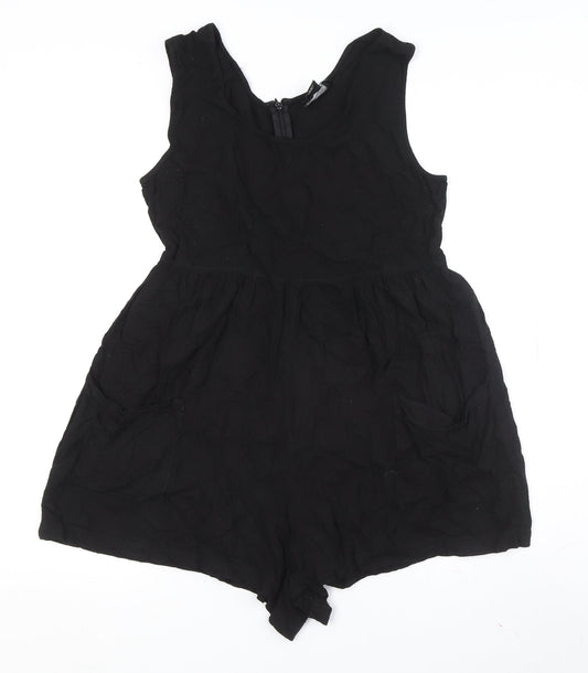 Angie Women's Black Playsuit Sleeveless Round Neck Size S