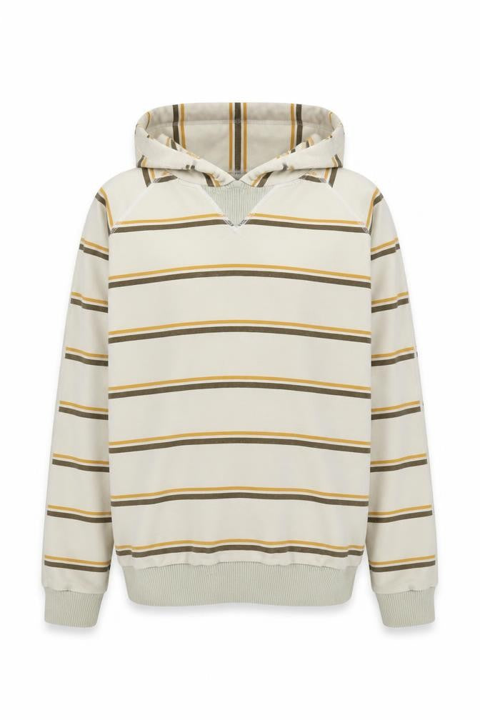 et-martins Beige Striped Pullover Hoodie - Men's L