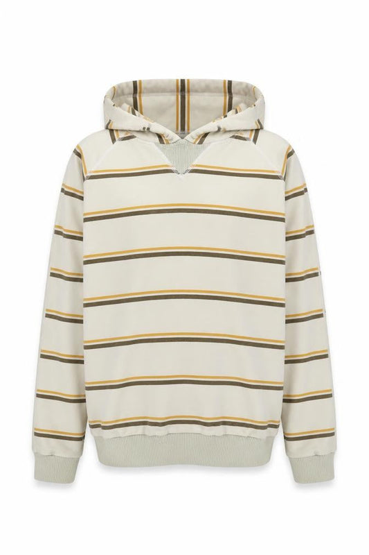 et-martins Beige Striped Pullover Hoodie - Men's L