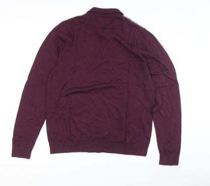 Marks & Spencer Men's Purple Collared Pullover Jumper M