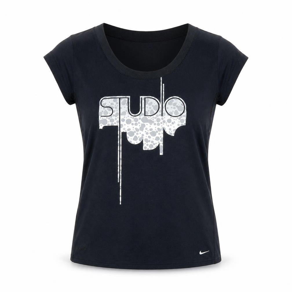 Nike Women's Black T-Shirt, Size S, Slim Fit, Sports