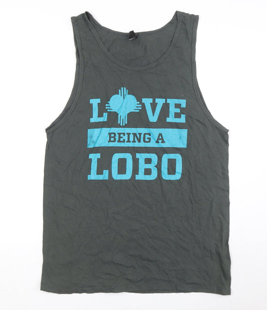 District Men's Green Graphic Sleeveless T-Shirt Size L