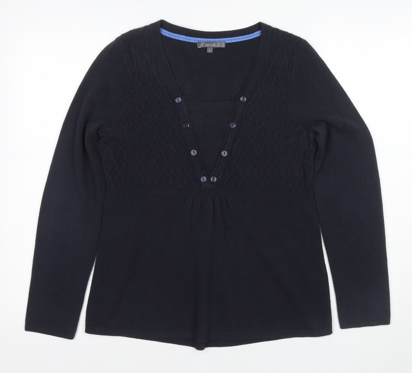 Marks and Spencer Women’s Black Henley Jumper Size 12