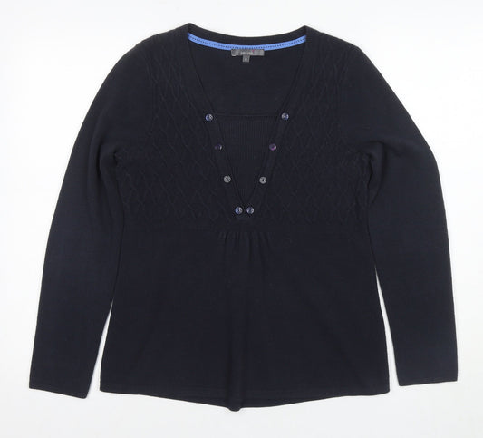 Marks and Spencer Women’s Black Henley Jumper Size 12