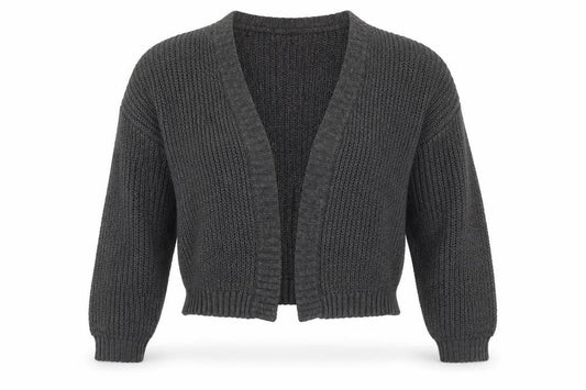 Front view of ASOS Women's Grey Cardigan, size 12, V-Neck