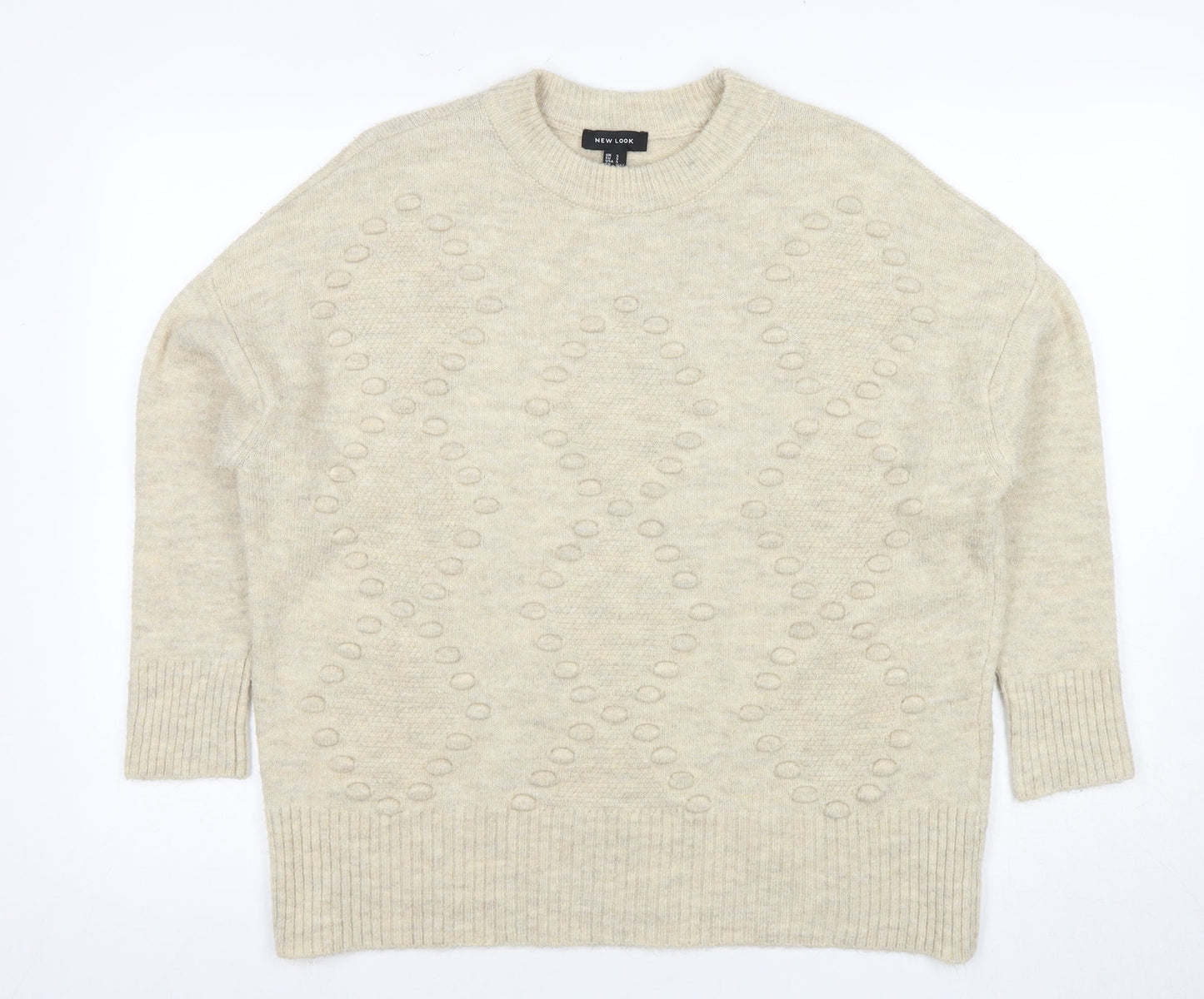 New Look Women's Beige Crew Neck Jumper, Size S, Casual Knit