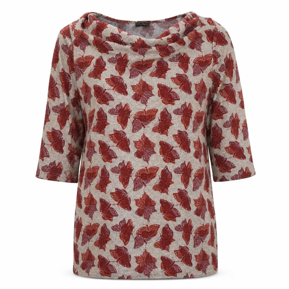 Oyuna Women's Beige Floral Tunic Blouse Size 18