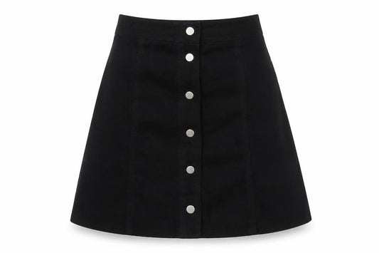 H&M Women's Black A-Line Button Skirt, Size 6, Polyester