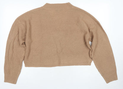 Back view of Missguided Women's Beige V-Neck jumper, size 12