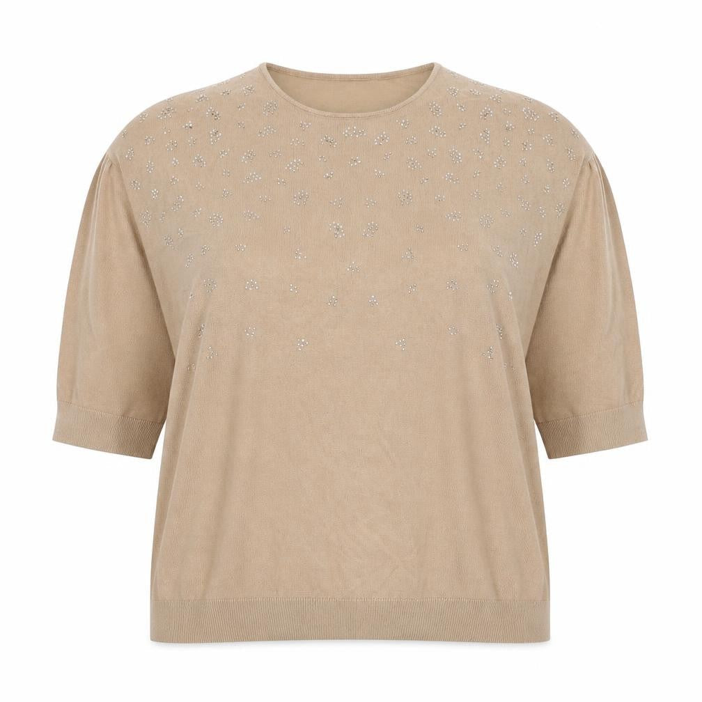 Bonmarché Women's Beige Beaded Top Size 16