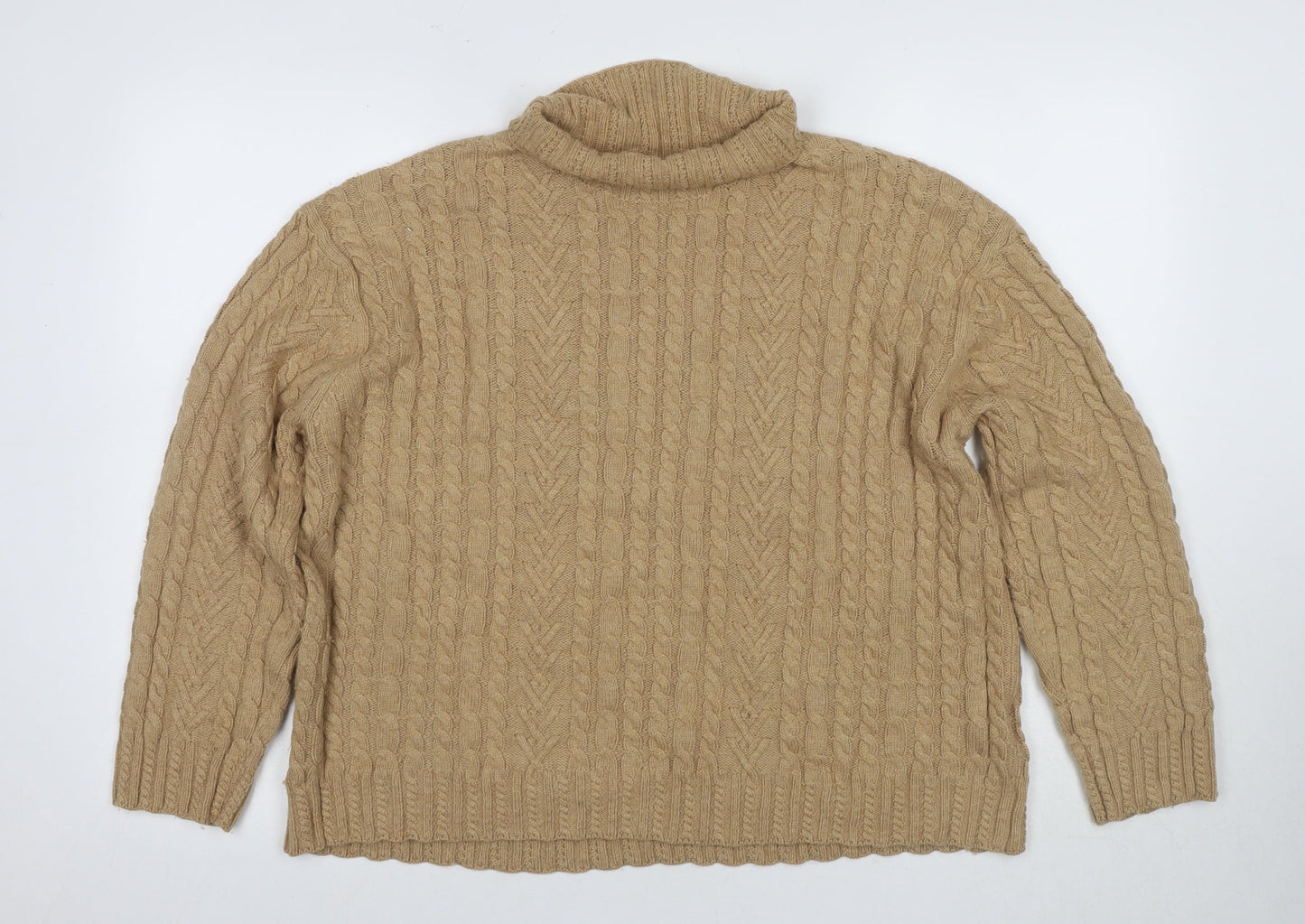 Marks and Spencer Women's Beige Cable-Knit Pullover, Size L