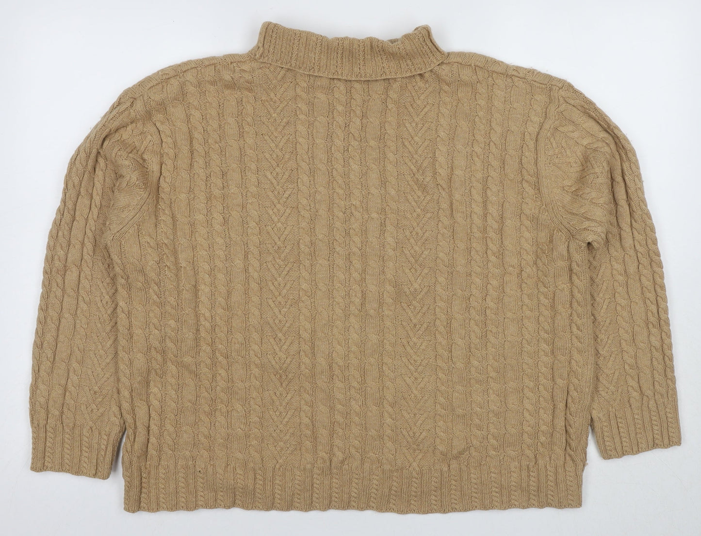 Marks and Spencer Women's Beige Cable-Knit Pullover, Size L