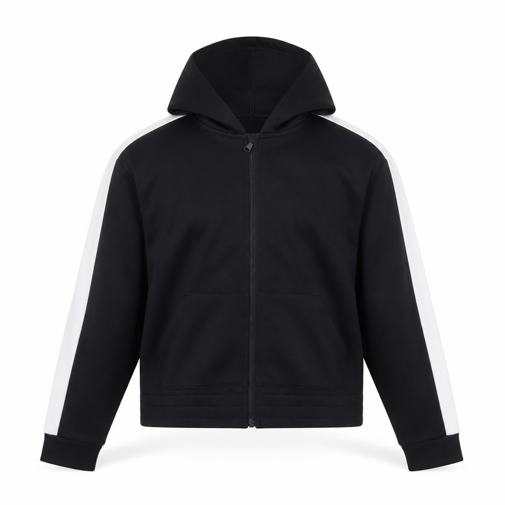 H&M Girls Black Full Zip Hoodie 8-10Y Long Sleeve