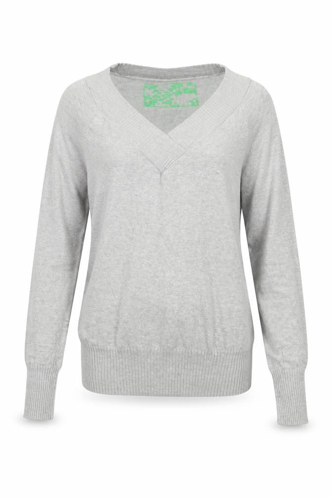 Divided Women's Grey V-Neck Pullover Jumper Size 4