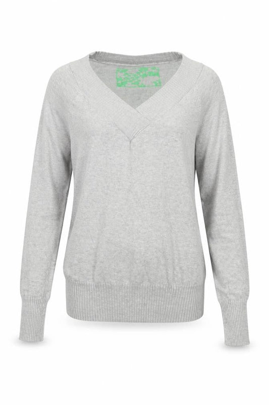 Divided Women's Grey V-Neck Pullover Jumper Size 4
