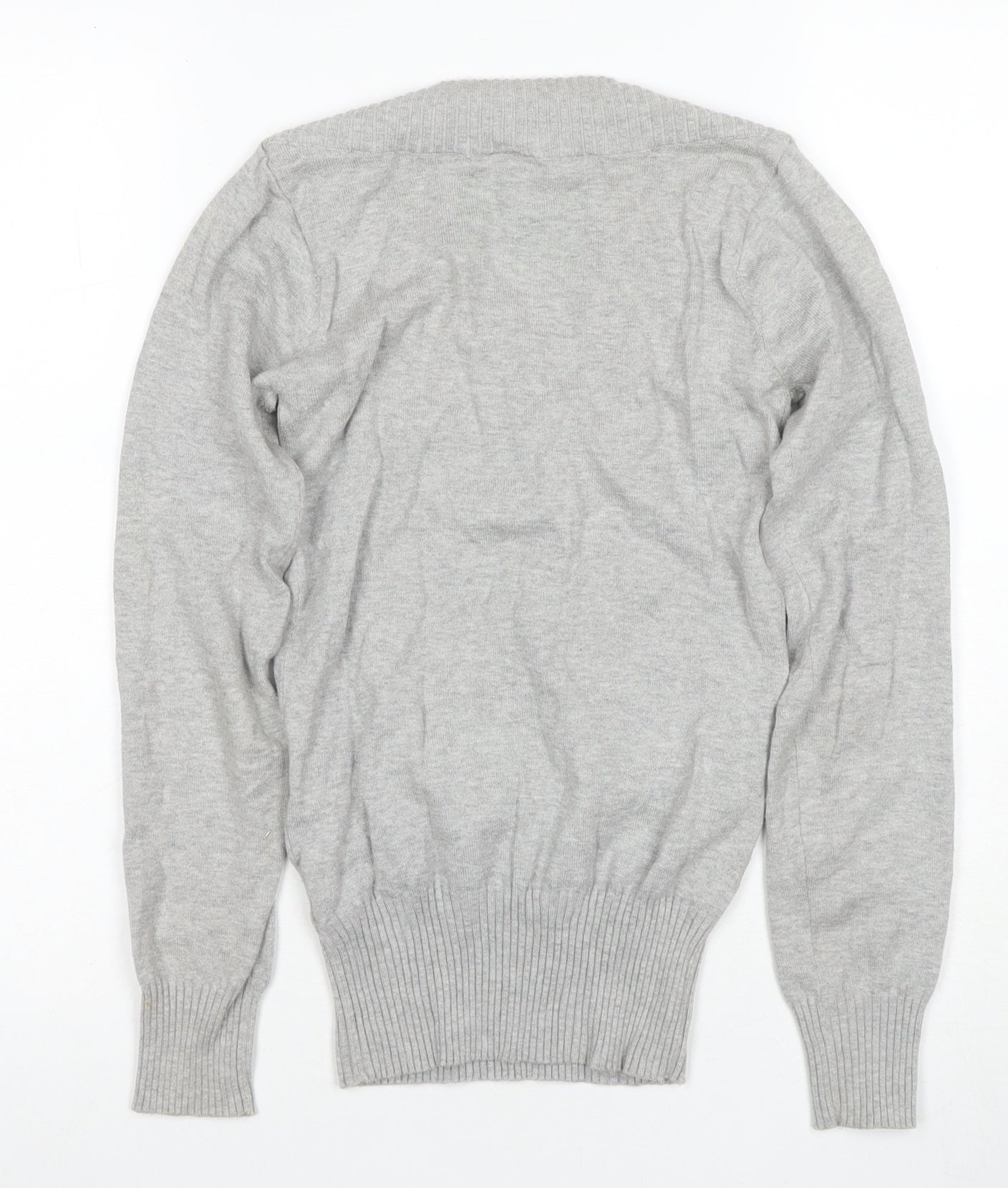 Divided Women's Grey V-Neck Pullover Jumper Size 4