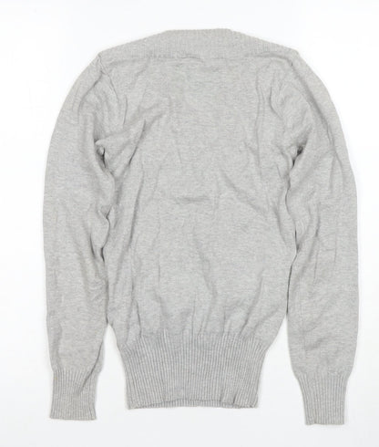Divided Women's Grey V-Neck Pullover Jumper Size 4