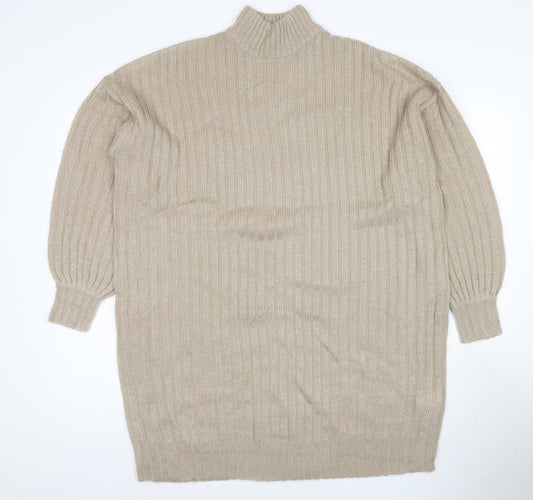 Nasty Gal Women's Beige High Neck Pullover Jumper S