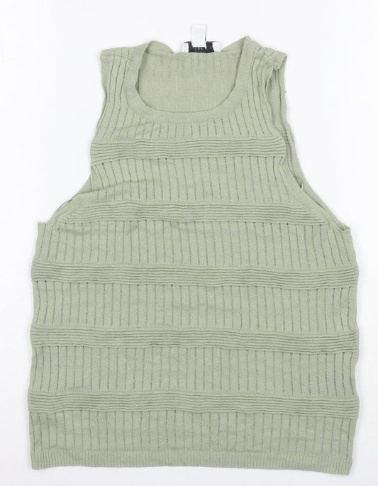 Topshop Women's Green Camisole Medium Knit Tank