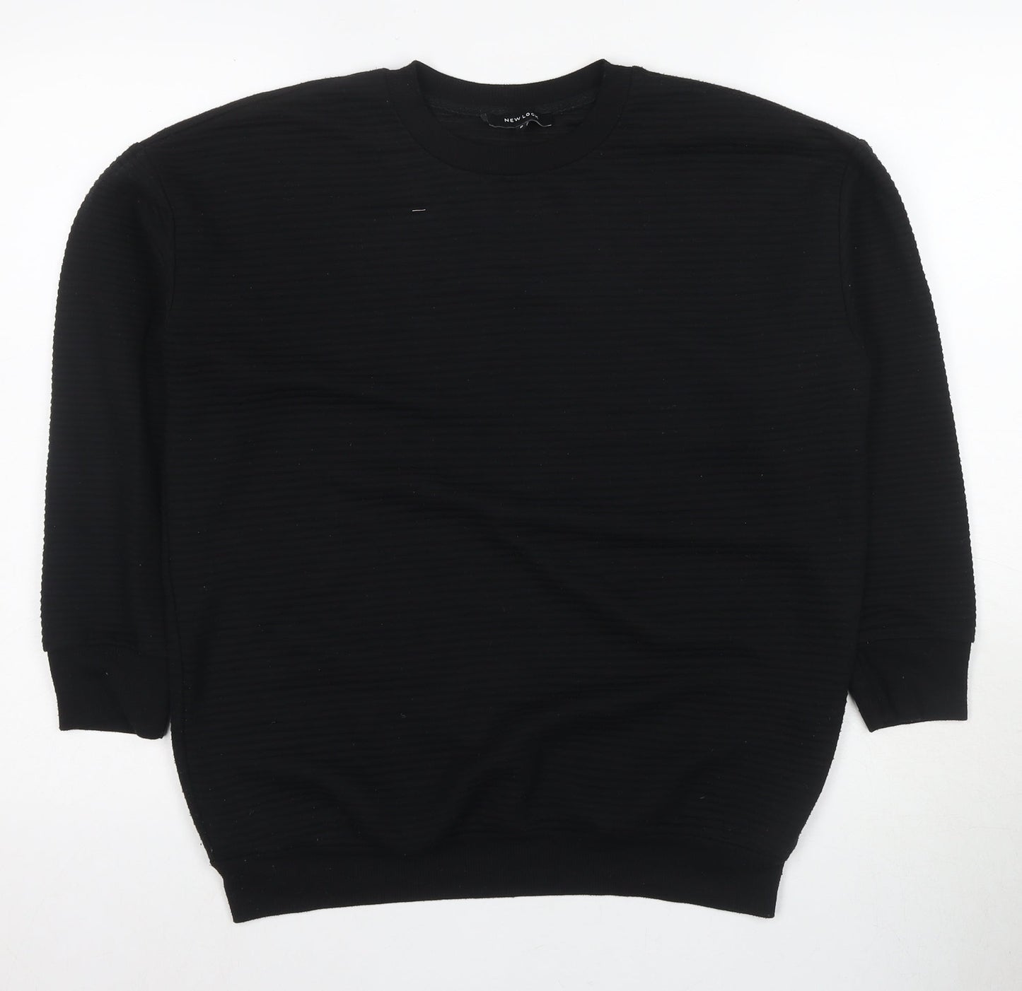 New Look Women's Black Long Sleeve Crew Neck Top, Size 8