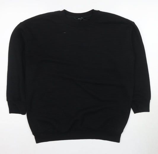 New Look Women's Black Long Sleeve Crew Neck Top, Size 8