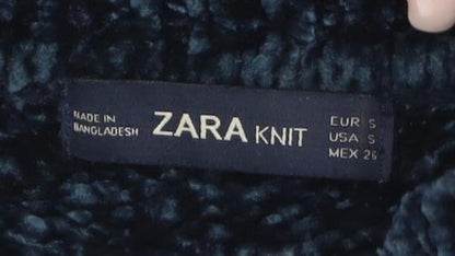 Zara Knit Women's Blue Chunky-Knit Pullover Jumper Size 14