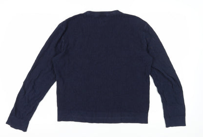 H&M Men's Blue Cable-Knit Pullover Jumper M