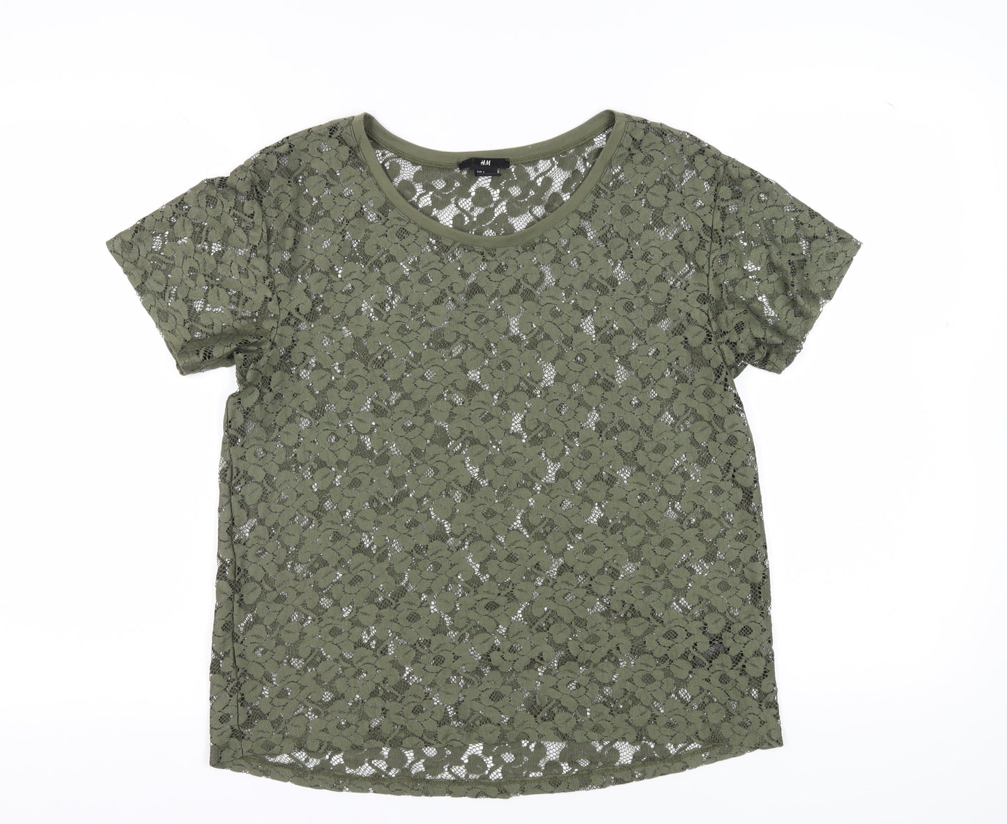 H&M Women's Green Lace T-Shirt, Size S