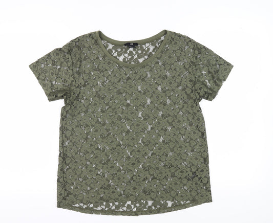 H&M Women's Green Lace T-Shirt, Size S