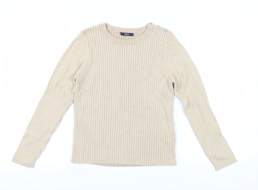 Marks & Spencer Beige Cotton Pullover Jumper - Size 12
