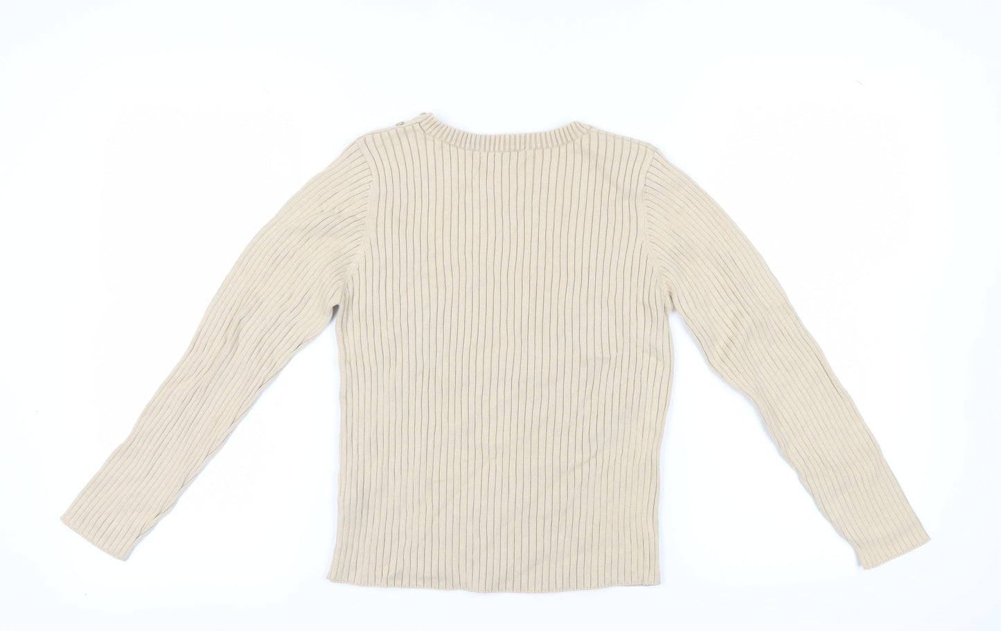 Marks & Spencer Beige Cotton Pullover Jumper - Size 12