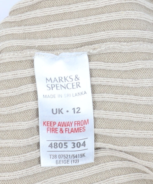 Marks & Spencer Beige Cotton Pullover Jumper - Size 12