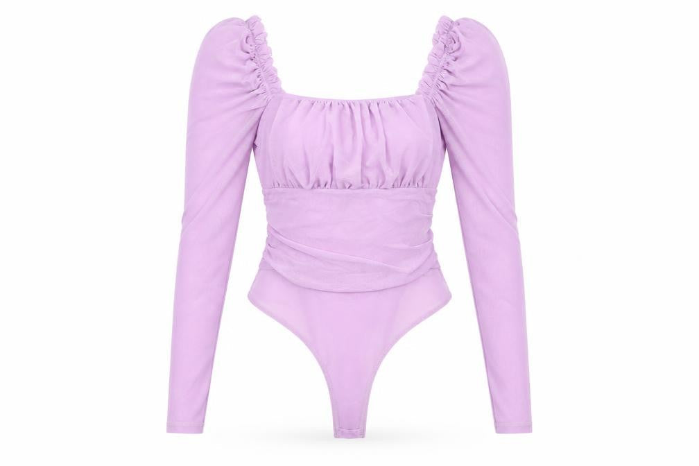 ASOS Design Purple Puff Sleeve Bodysuit Women's Size 8