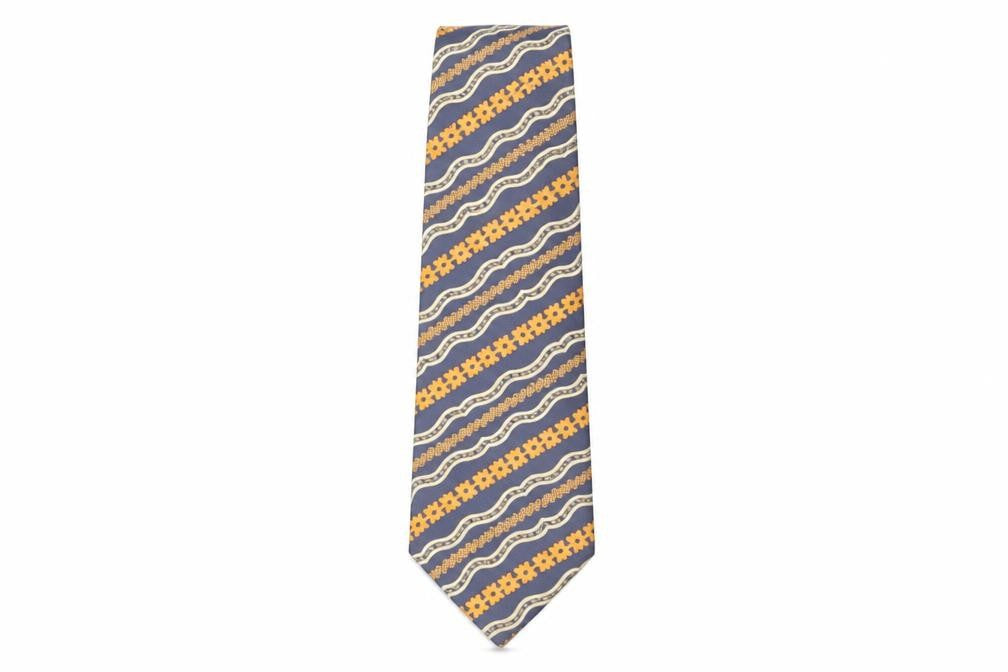 MAN's Geometric Blue Orange Silk Men's Tie