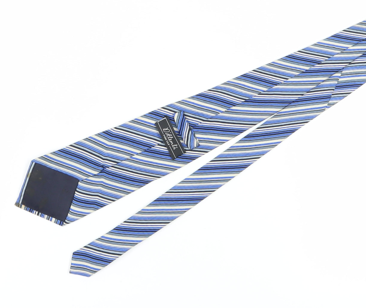 D'Allenb Men's Blue Striped Silk Tie