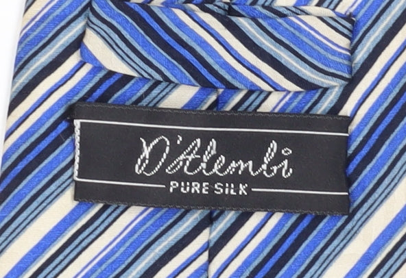 D'Allenb Men's Blue Striped Silk Tie