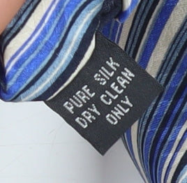 D'Allenb Men's Blue Striped Silk Tie