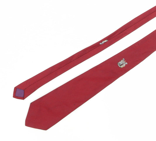 T M Lewin Men's Red Silk Tie with Logo Accent