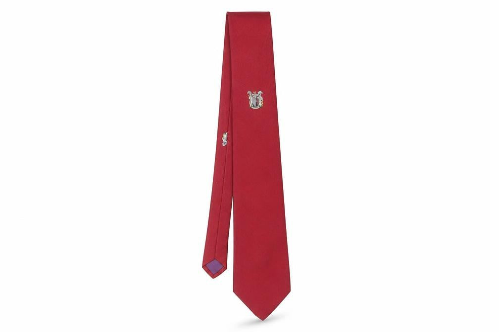 T M Lewin Men's Red Silk Tie with Logo Accent