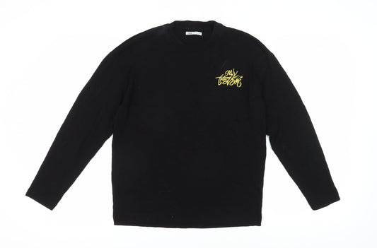 Zara Women's Black S Pullover Jumper, Logo, Graphic Print