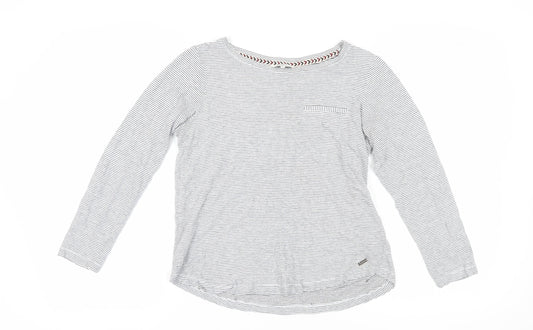 Sandwich Women's Grey Striped T-Shirt Medium