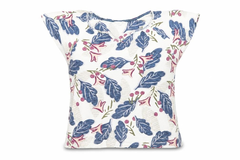 White Stuff Women's V-Neck Floral T-Shirt, 2XS