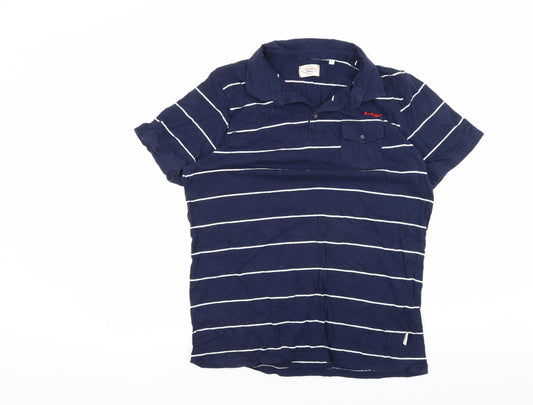 Lee Cooper Men's Blue Striped Polo Shirt L