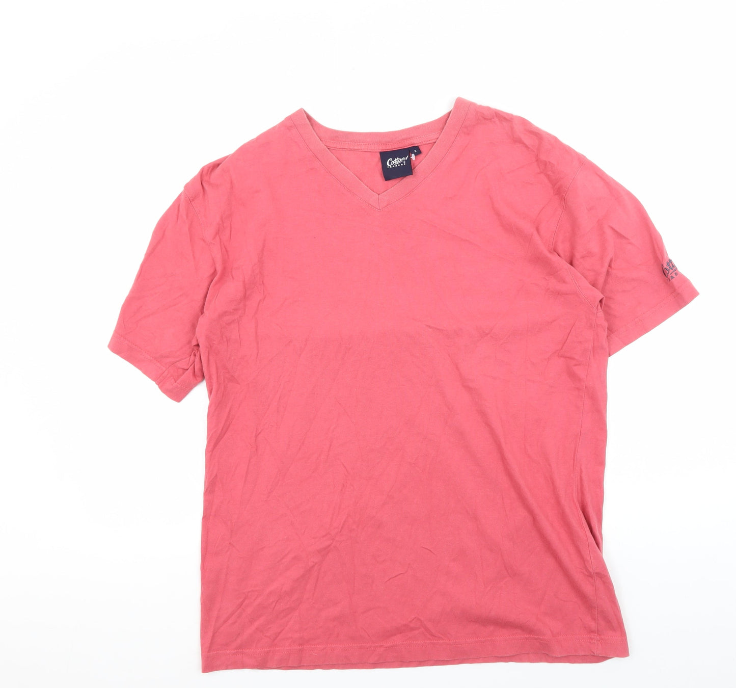 Cotton Traders Pink V-Neck T-Shirt for Men - Size S